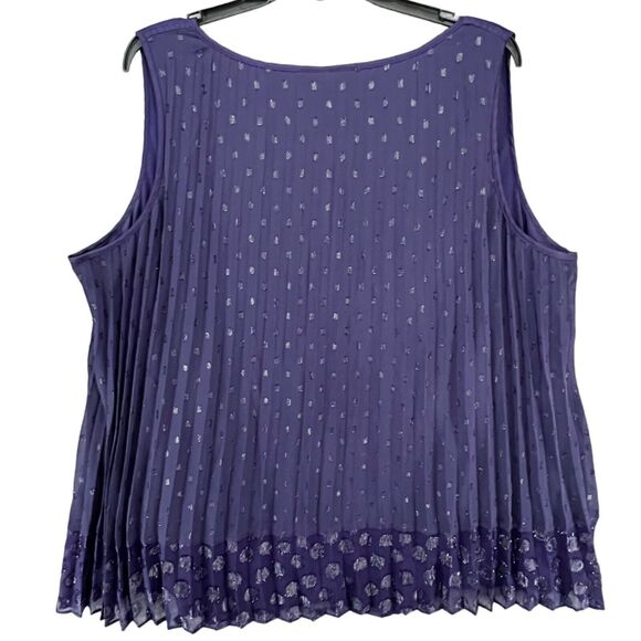Lane Bryant Blouse Womens 22 Purple Pleated Tassels Flowy Shimmer Top Whimsygoth - Picture 4 of 13